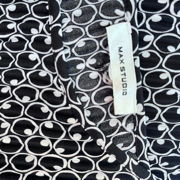 Max Studio black white rouched long sleeve loose fit Womens blouse 2XL plus - Picture 7 of 7